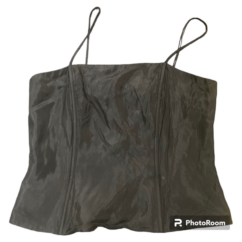 JS Collections Y2k Black Corset/Bustier Top with Boning and Zipper, Size 10